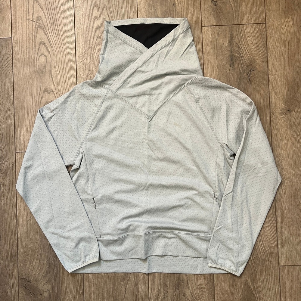 Puma Womens Large Light Gray Silver Pullover Fold Over Neck Sweatshirt